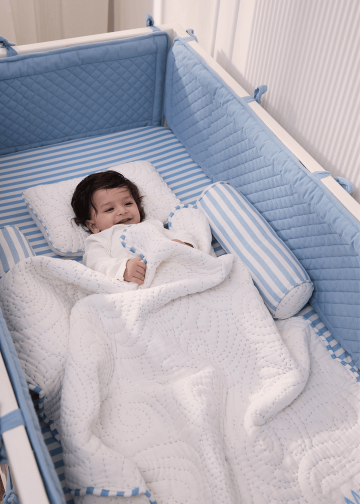 Heirloom Blue Cot Bedding Set