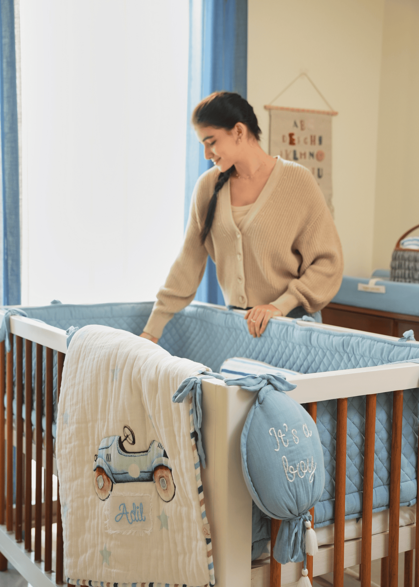 Roadster Complete Cot Bedding Set with Bumper Baby Jalebi Kuwait