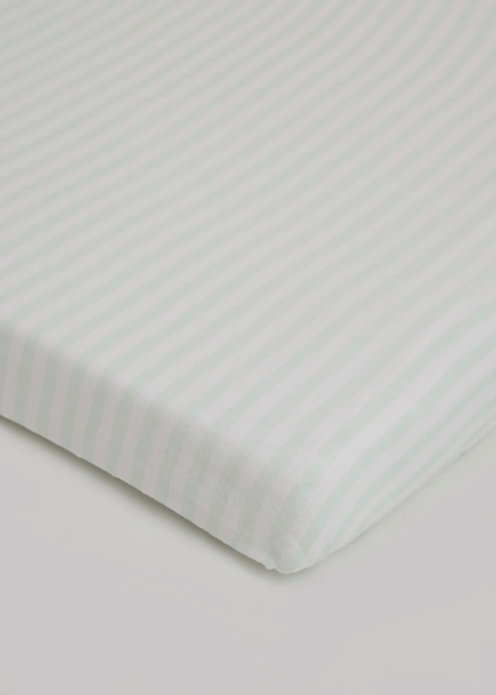 Mint & White Fitted Cot Sheet